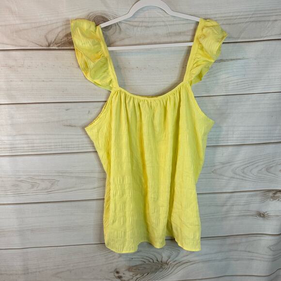 Kaileigh Yellow Ruffled Straps Sleeveless Blouse Size 2XL - Picture 1 of 6